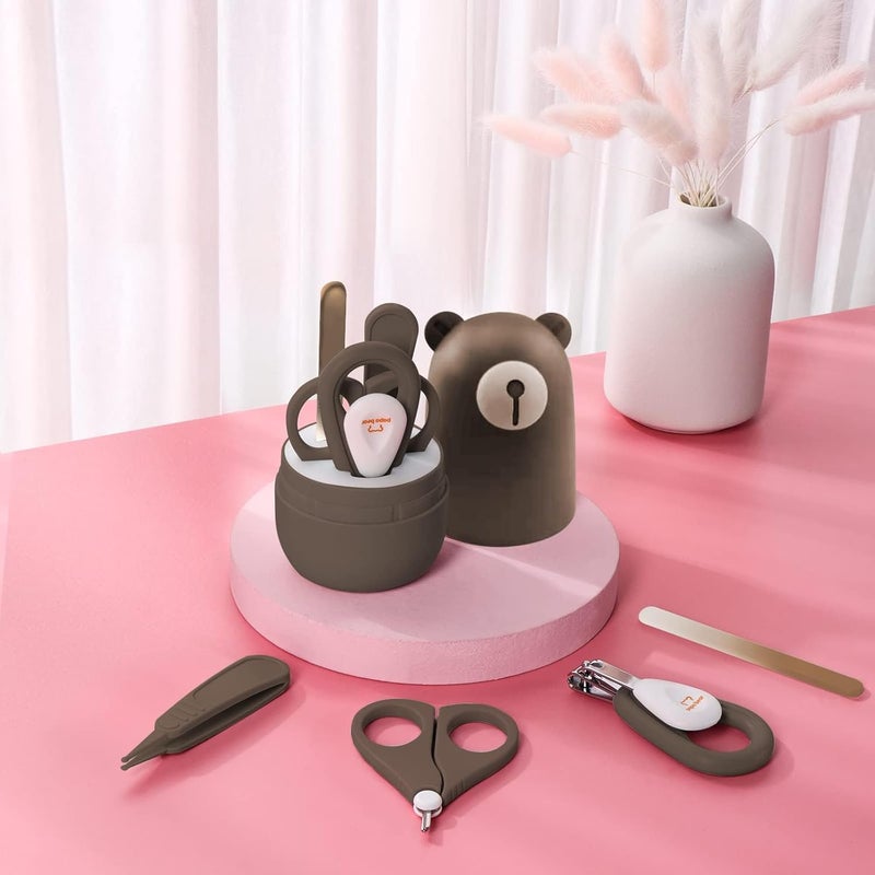 PapaBear مجموعة مقصات أظافر الأطفال مع علبة لطيفة، مجموعة أدوات قص وتقليم أظافر الرضع، هدية للعناية بالأم الجديدة - Image 2